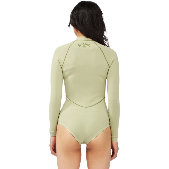 2022 Billabong Womens Salty Dayz Light 1mm Long Sleeve Spring Shorty Wetsuit C41G50 - Avocado